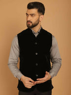 Even Apparels Nehru Jacket With Welt Pockets - Black