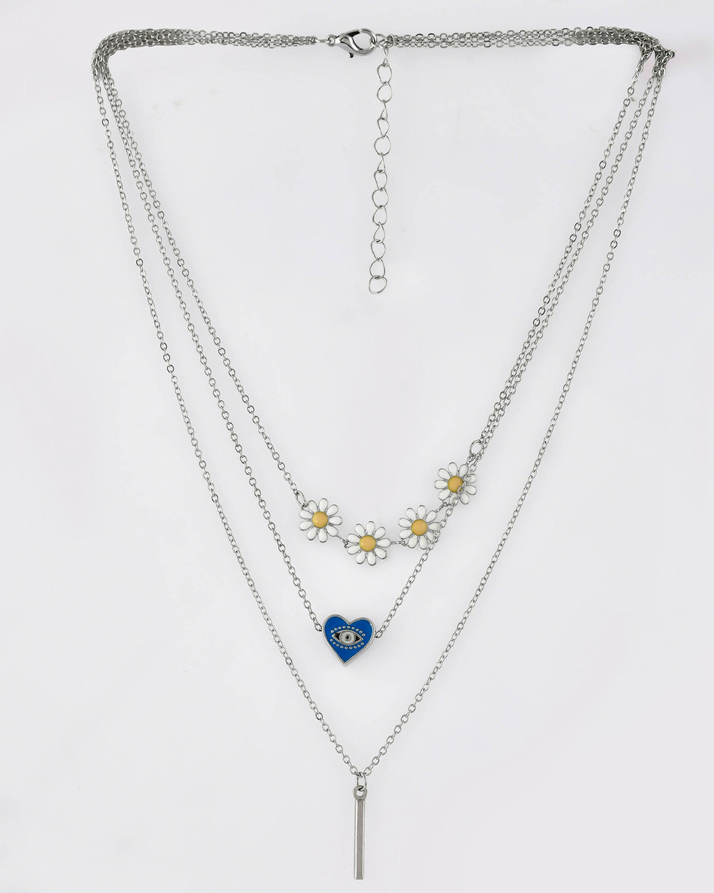 VOJ Beads Silver Plated Stainless Steel Layered Chain