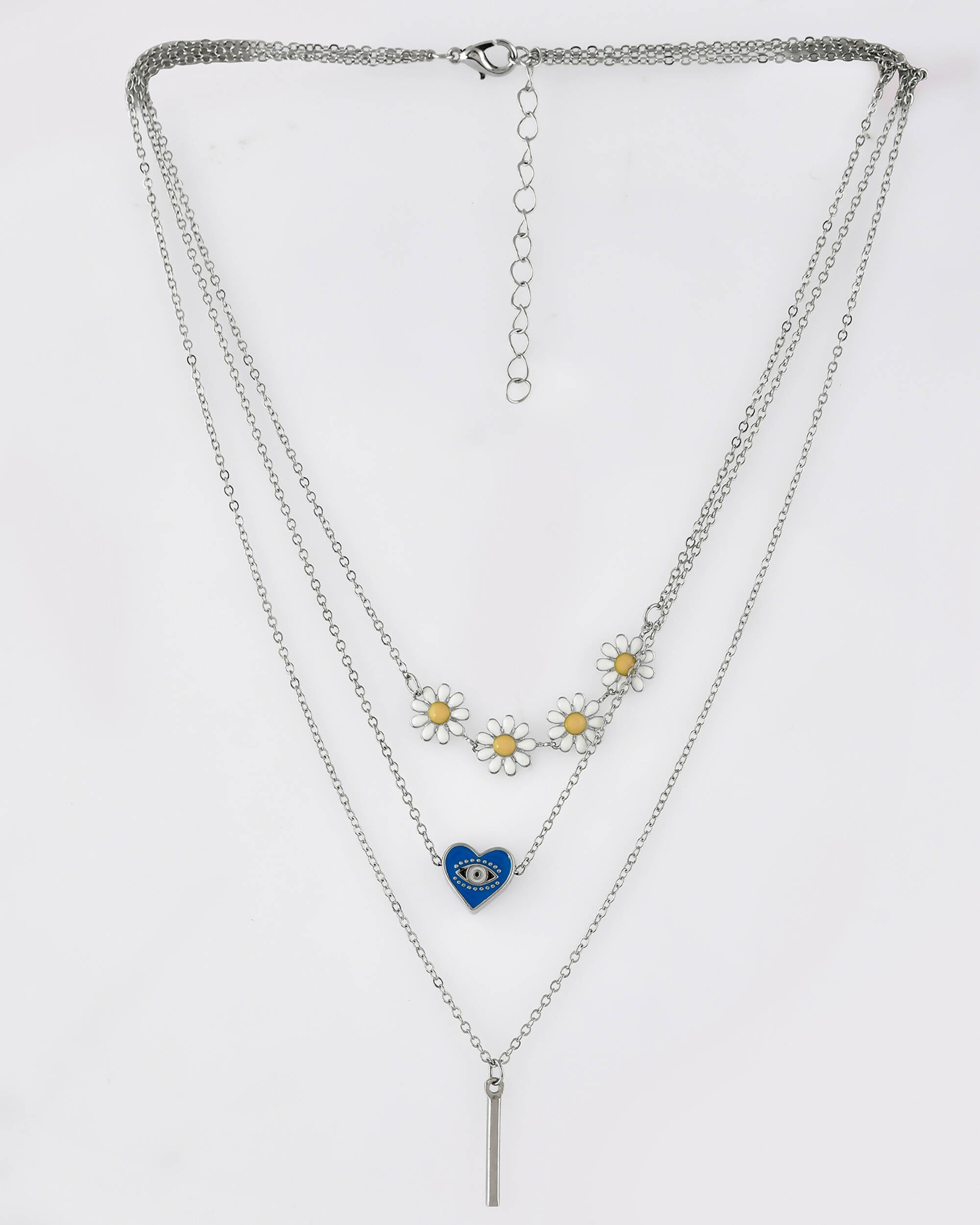VOJ Beads Silver Plated Stainless Steel Layered Chain