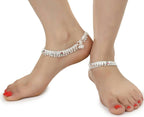 AanyaCentric Gold-plated Mangalsutra Pendant Earring Set & Silver Plated Anklet - Distacart