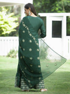 Juniper Green Mono Viscose Festive Wear Printed Straight Kurta Sharara Dupatta Set - Distacart