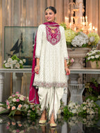 Anaita White Embroidered Silk Stitched Dhoti Suit - Distacart