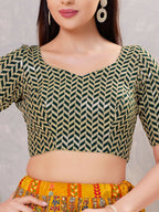 Joban Fashion Women Silk Bottle-Green Stitched Blouse