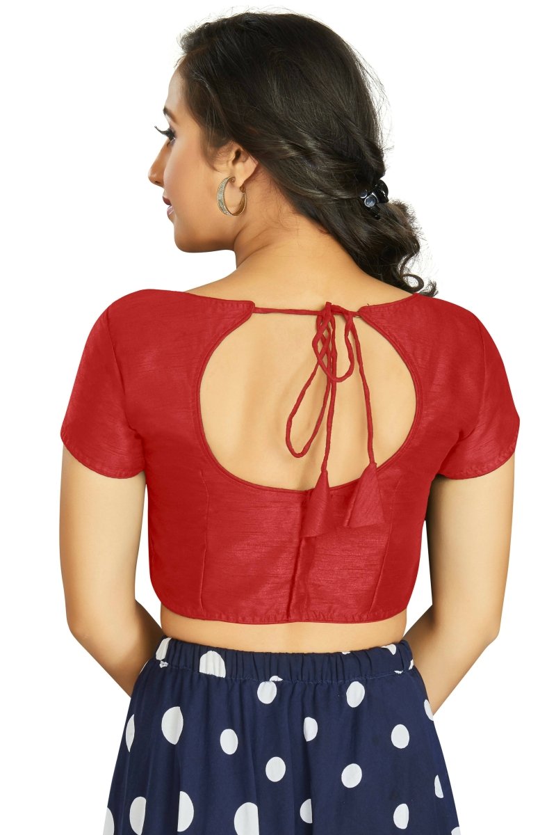 Aastha Fashion Women's Red Art Silk Designer Festive Wear Readymade Blouse