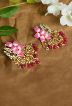 Mominos Fashion Johar Kamal Gold-Plated Kundan Pink Meenakari Earrings - Distacart