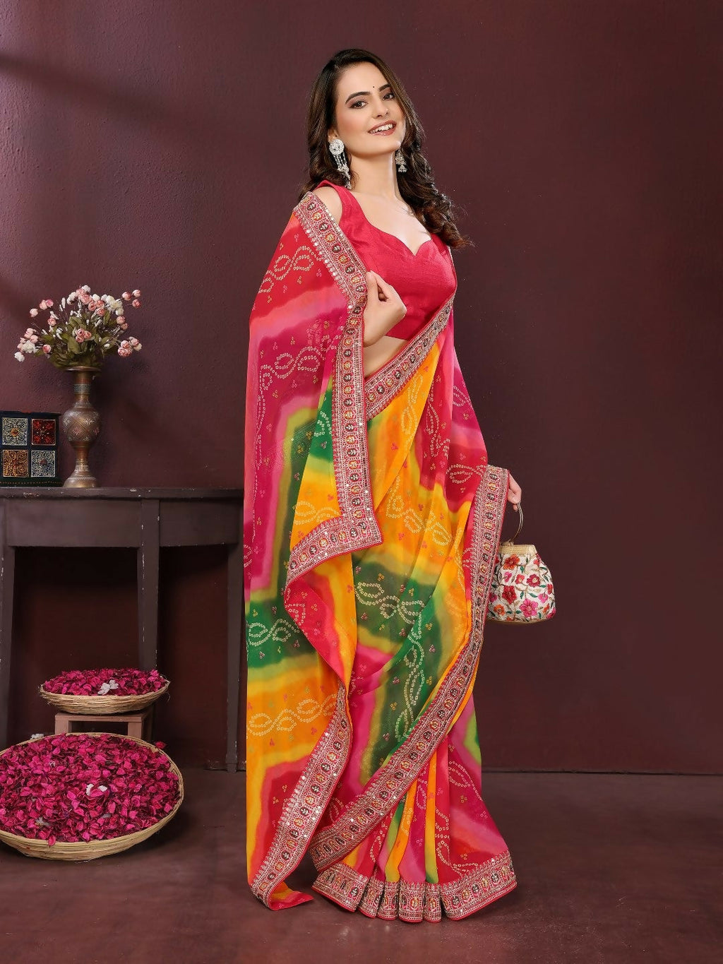 Ai Fashion Multi Georgette Digital Print Party Wear Saree - Distacart
