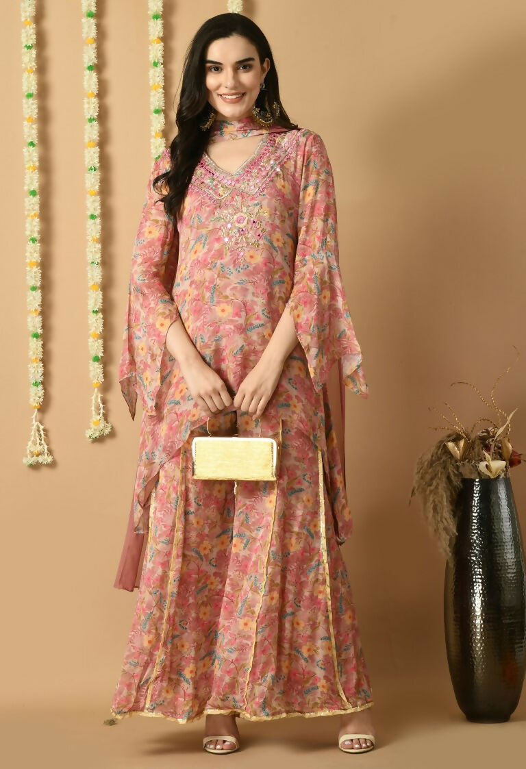 Joban Fashion Rose Gold Chinnon Kurta Set