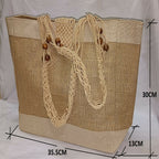 Jute Ladies Fashion Bag with Wooden Beads
