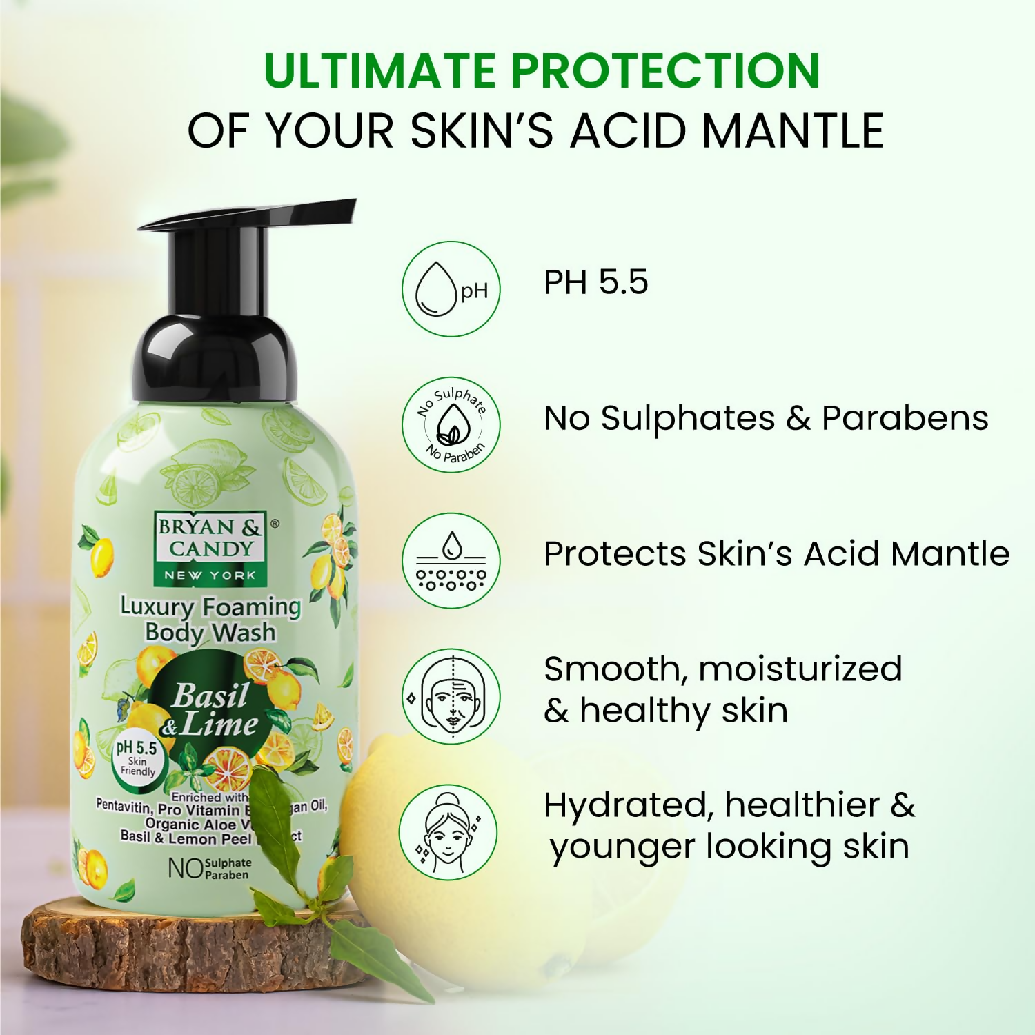 Bryan & Candy Luxury Foaming Body Wash - Basil & Lime