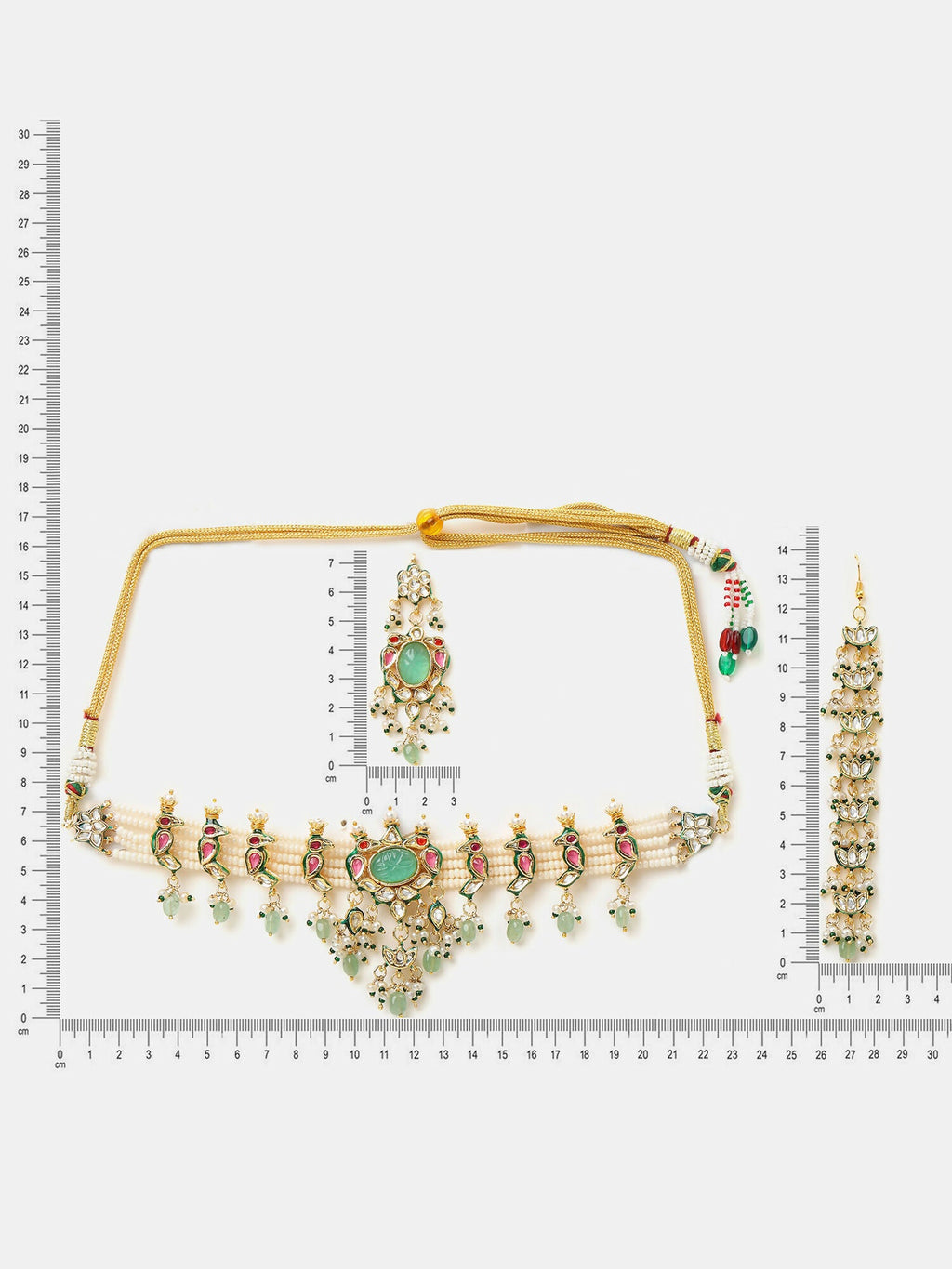 Ruby Raang Rajkumari Necklace With Earrings And Maang Tikka - Distacart