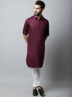 Even Apparels Maroon Color Pure Cotton Solid Men's Kurta With Shirt Collar (MMS755) - Distacart