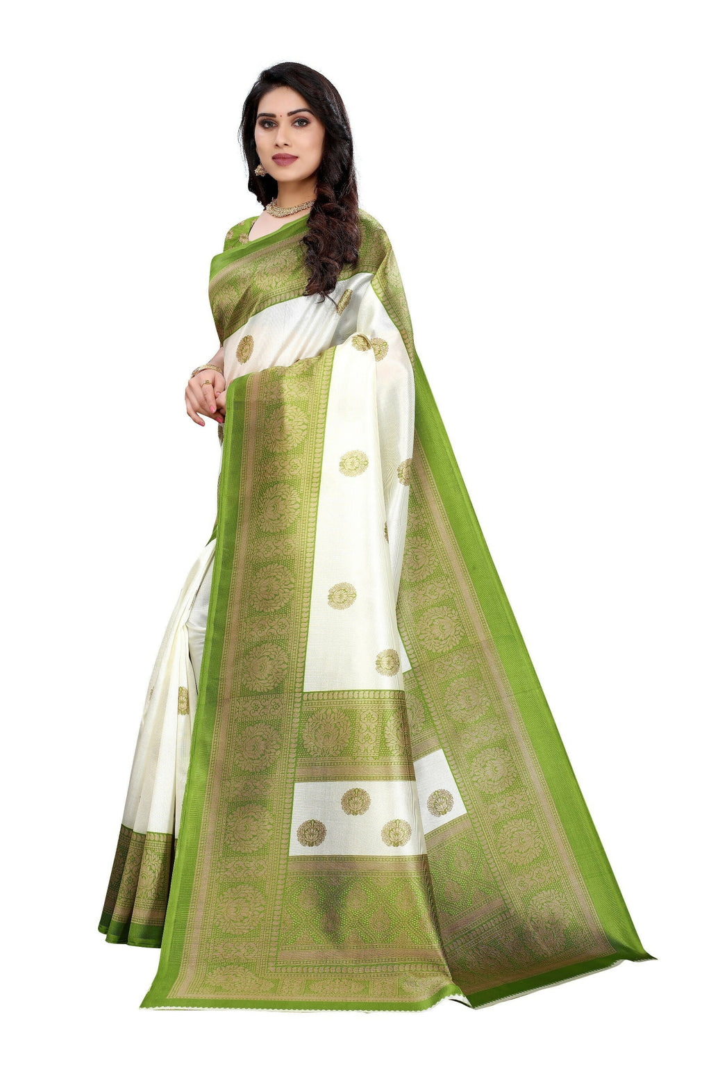 Vamika Green Printed Art Silk Saree