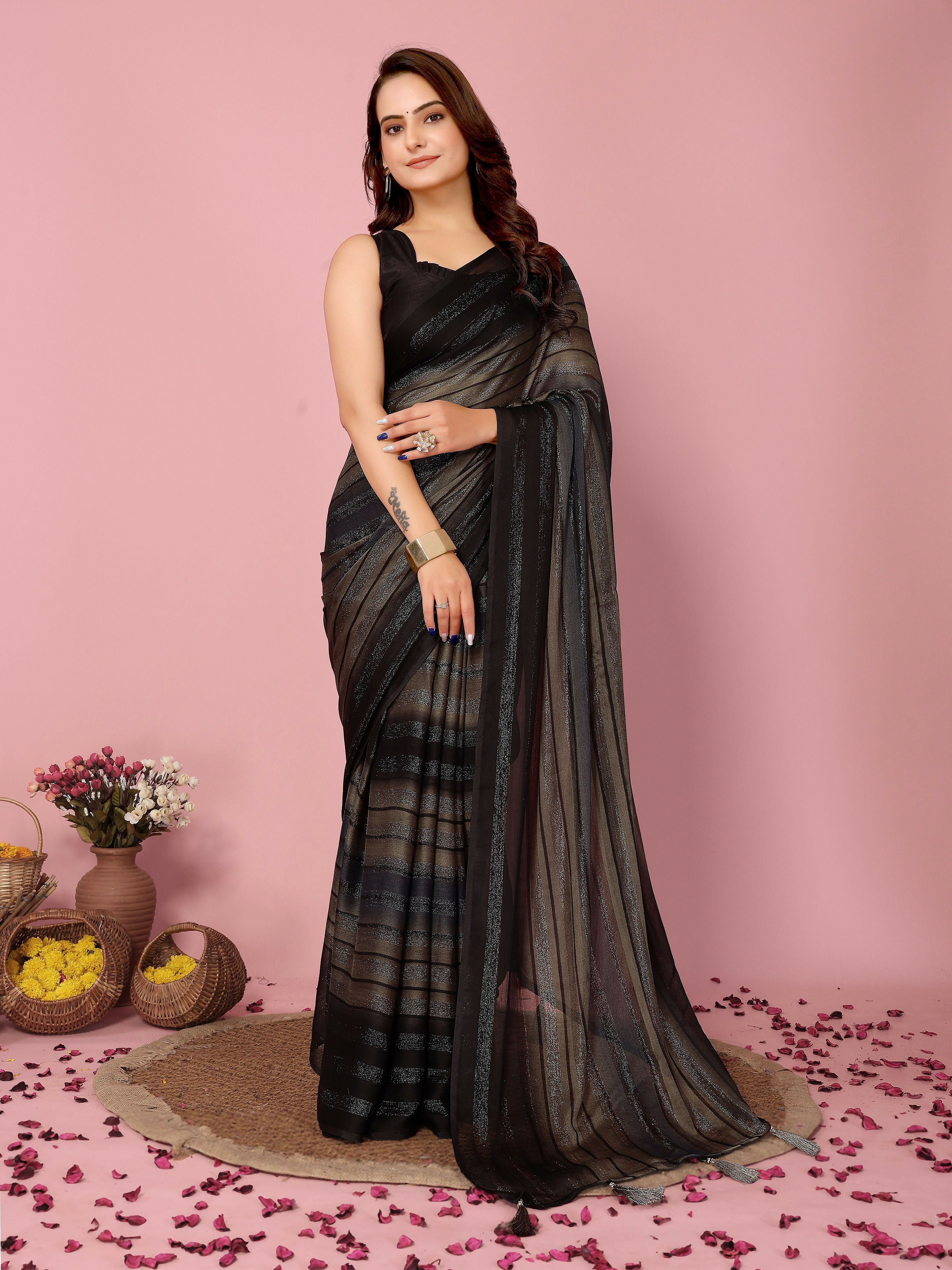 Attractive These Party Wear Ready To Wear Saree - Grey