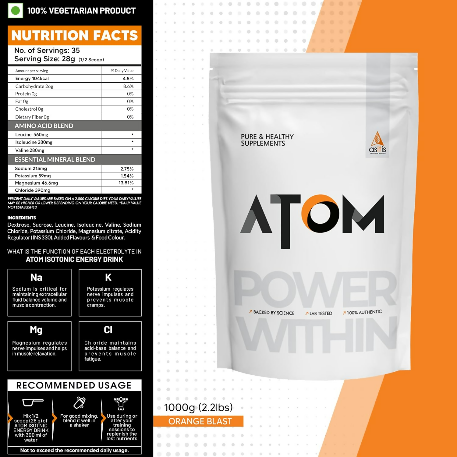 As-It-Is Atom Isotonic Energy Drink Orange Blast Flavor - Distacart