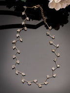 NVR Women's Gold-Polished Chain Transparent Beads Necklace