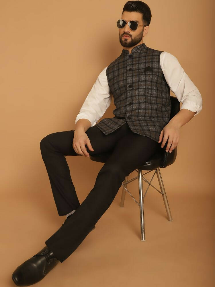 Even Apparels Pure Wool Nehru Jacket - Grey