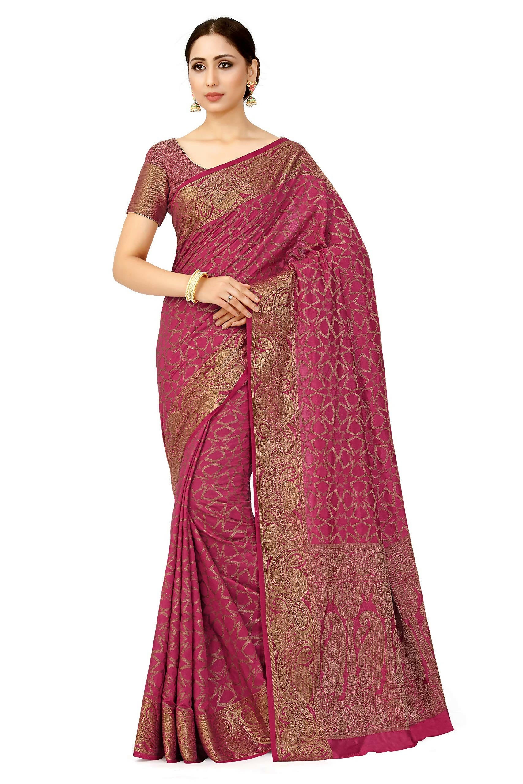 Mimosa Women's Pink Patola Art Silk Saree - Distacart