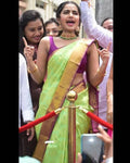 DEIANA'S Beautiful Designer Golden zari Soft Lichi Silk Saree - Pista