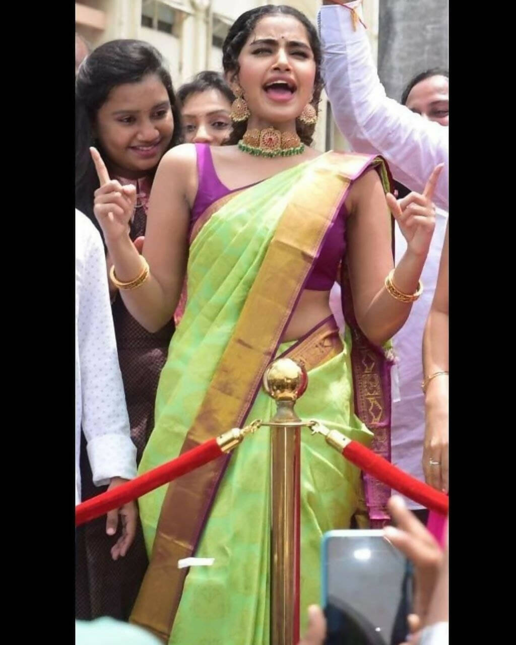 DEIANA'S Beautiful Designer Golden zari Soft Lichi Silk Saree - Pista