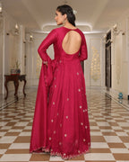 Jyoti Fashion Women's Rani Pink Soft Silk Embroidered Designer Kurta Set