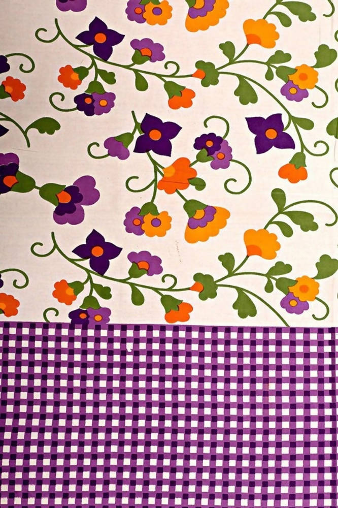 Vamika Printed Cotton Purple Bedsheet With Pillow Covers (LEOC_CHKM_PR)