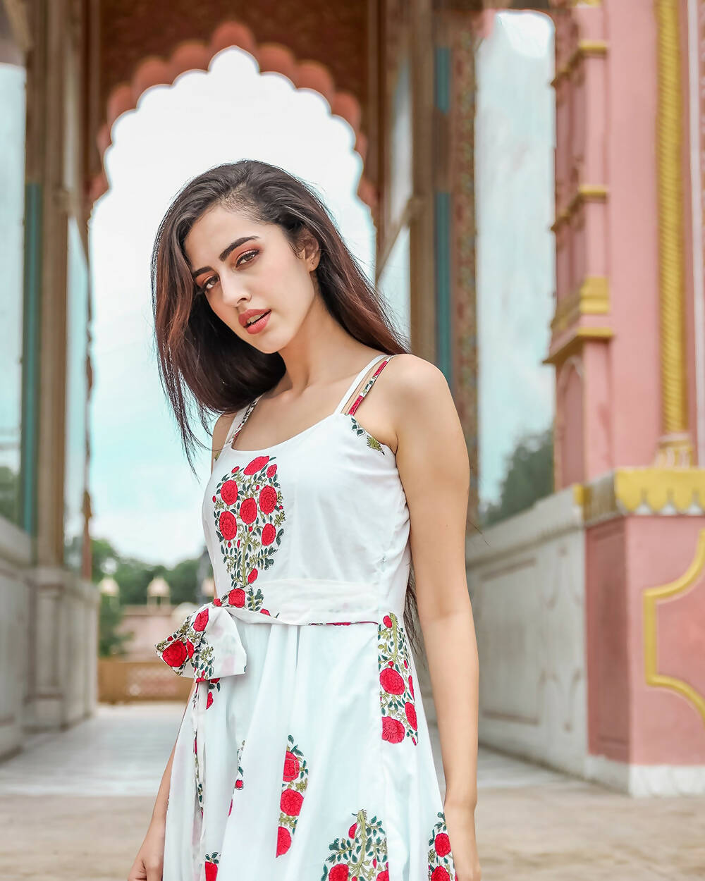 Designer Partywear Printed White Pure Maslin Gown - Anbazaar - Distacart