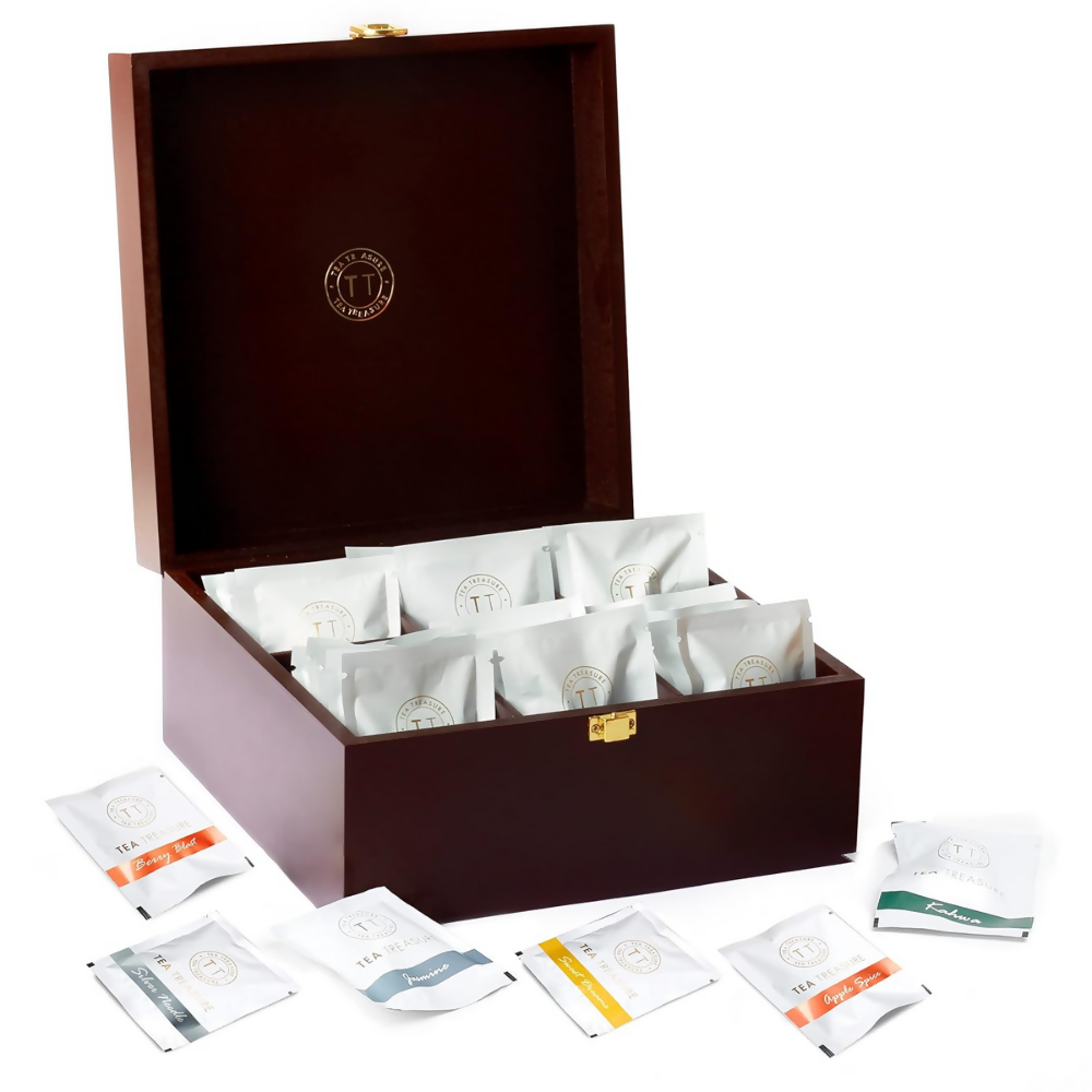 Tea Treasure Wooden Tea Chest - Gift Box - Distacart