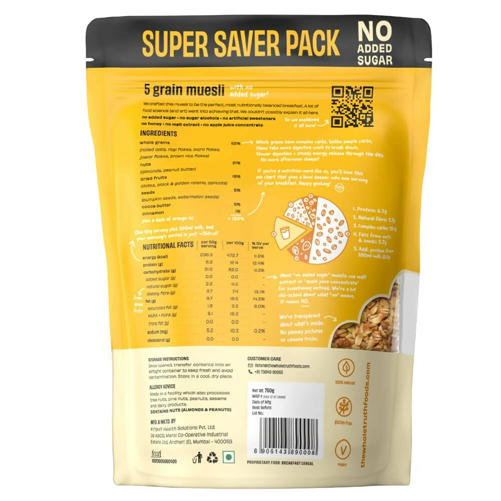 The Whole Truth 5 Grain Muesli (No Added Sugar) - Distacart