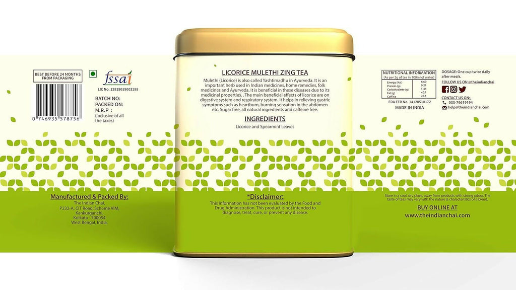 The Indian Chai - Licorice Mulethi Zing Ayurvedic Tea - Distacart