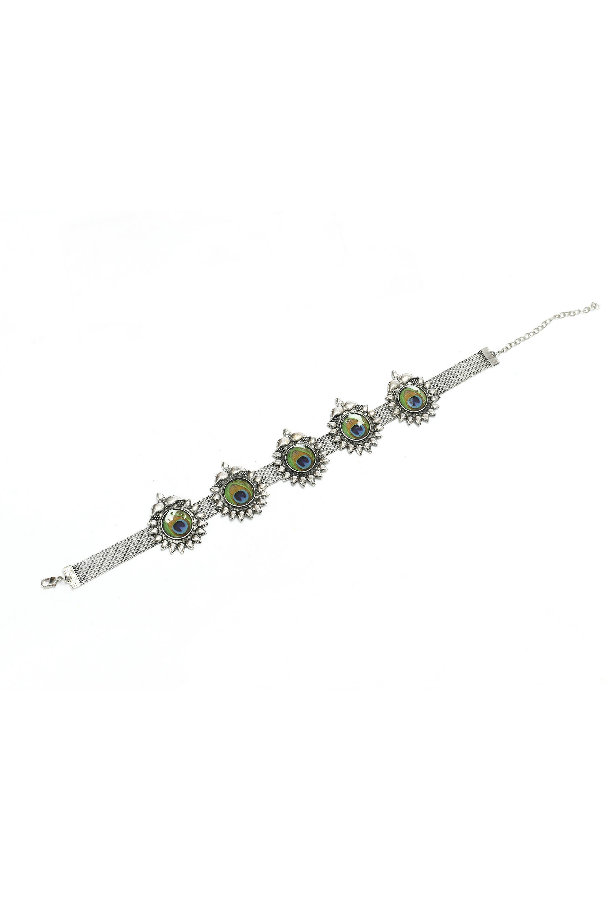 Mominos Fashion Johar Kamal Oxidised Silver-Plated Peacock Wings Work Necklace Handicraft - Distacart