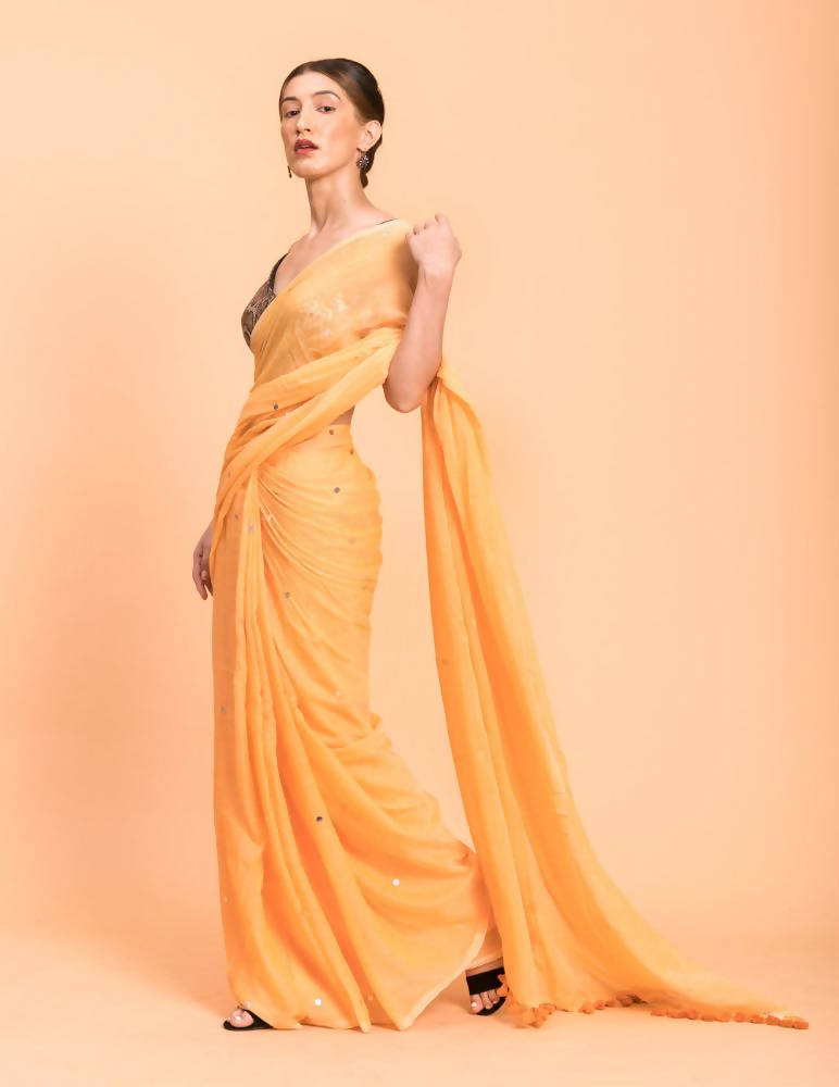 Suta Yellow Embellished Sequinned Pure Cotton Saree - Distacart