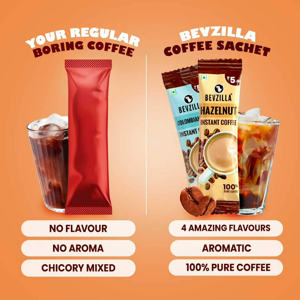 Bevzilla 25 Flavoured Coffee Sachets + Shaker - Distacart