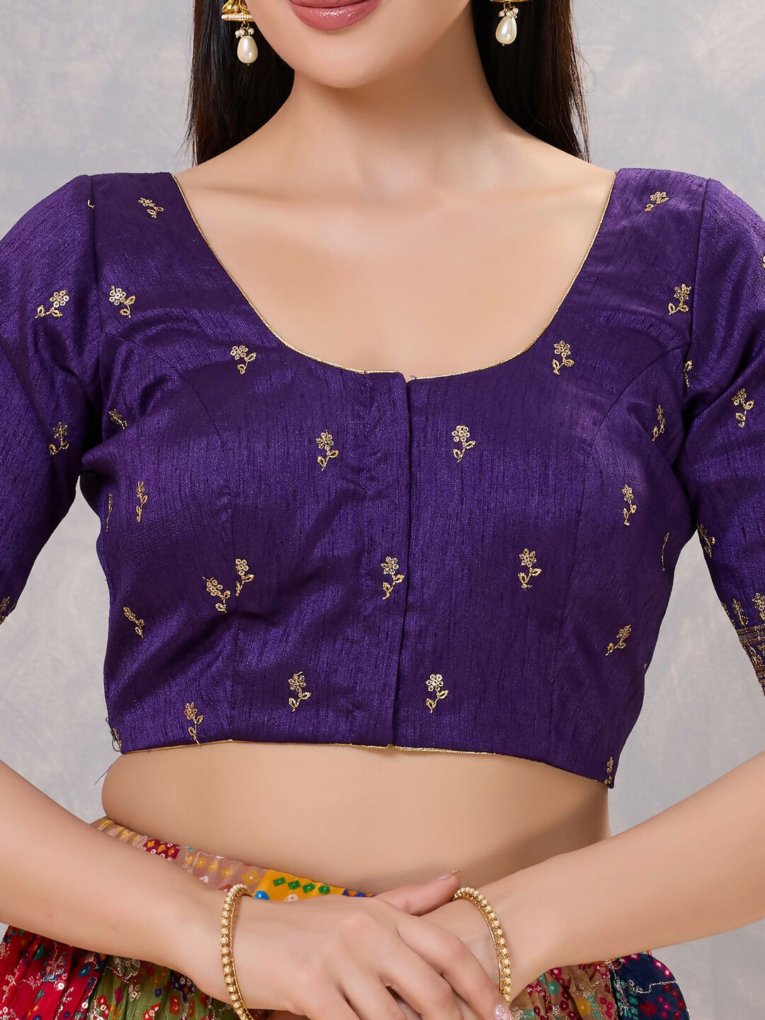Joban Fashion Women Silk Brinjal Stitched Blouse