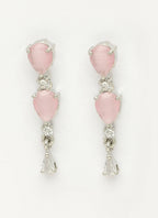 NVR Women's Silver-Plated Pink CZ-Studded Handcrafted Jewellery Set