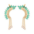 Nuyug 22K Gold Plated Faux Emerald Studded Contemporary Ear Cuff Earrings - Distacart