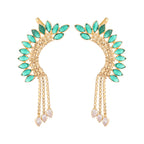 Nuyug 22K Gold Plated Faux Emerald Studded Contemporary Ear Cuff Earrings - Distacart