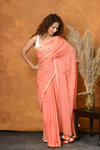 Very Much Indian Pure Mul Cotton Handloom Saree - Peach - Distacart