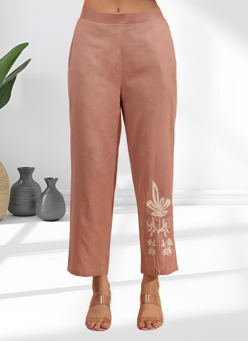 Joban Fashion Pink Cotton, Linen Embroidered Readymade Cord Set - Distacart