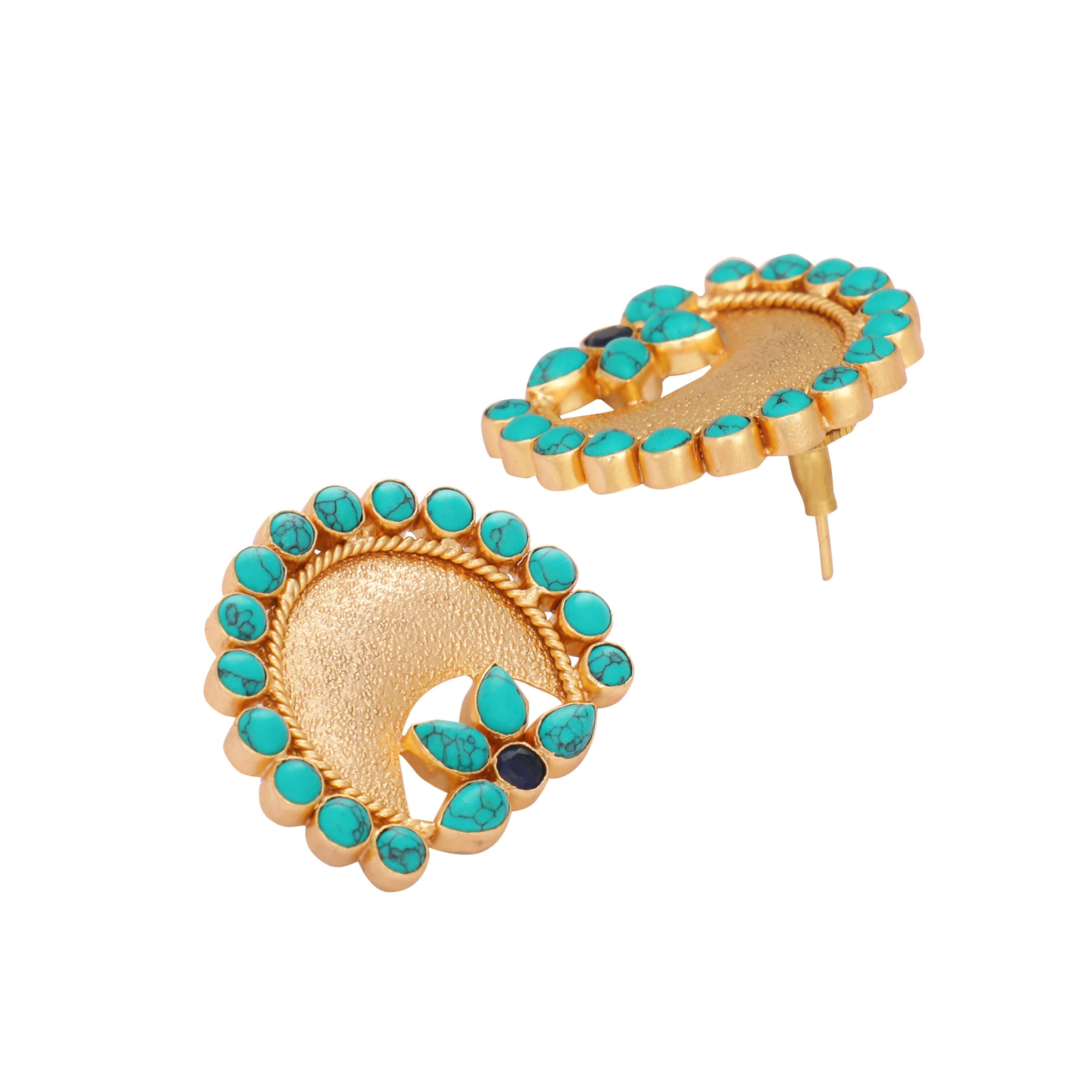 Nuyug Turquoise Crescent Earrings - Distacart