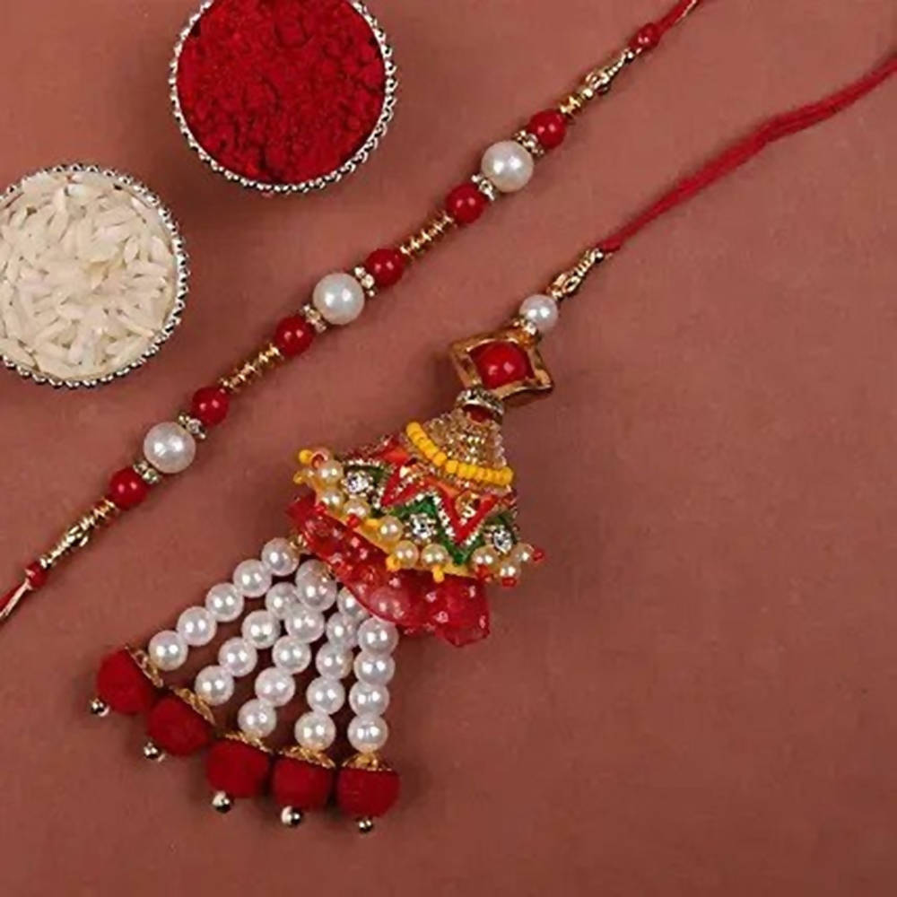 Pearl Rakhi & Lumba Set