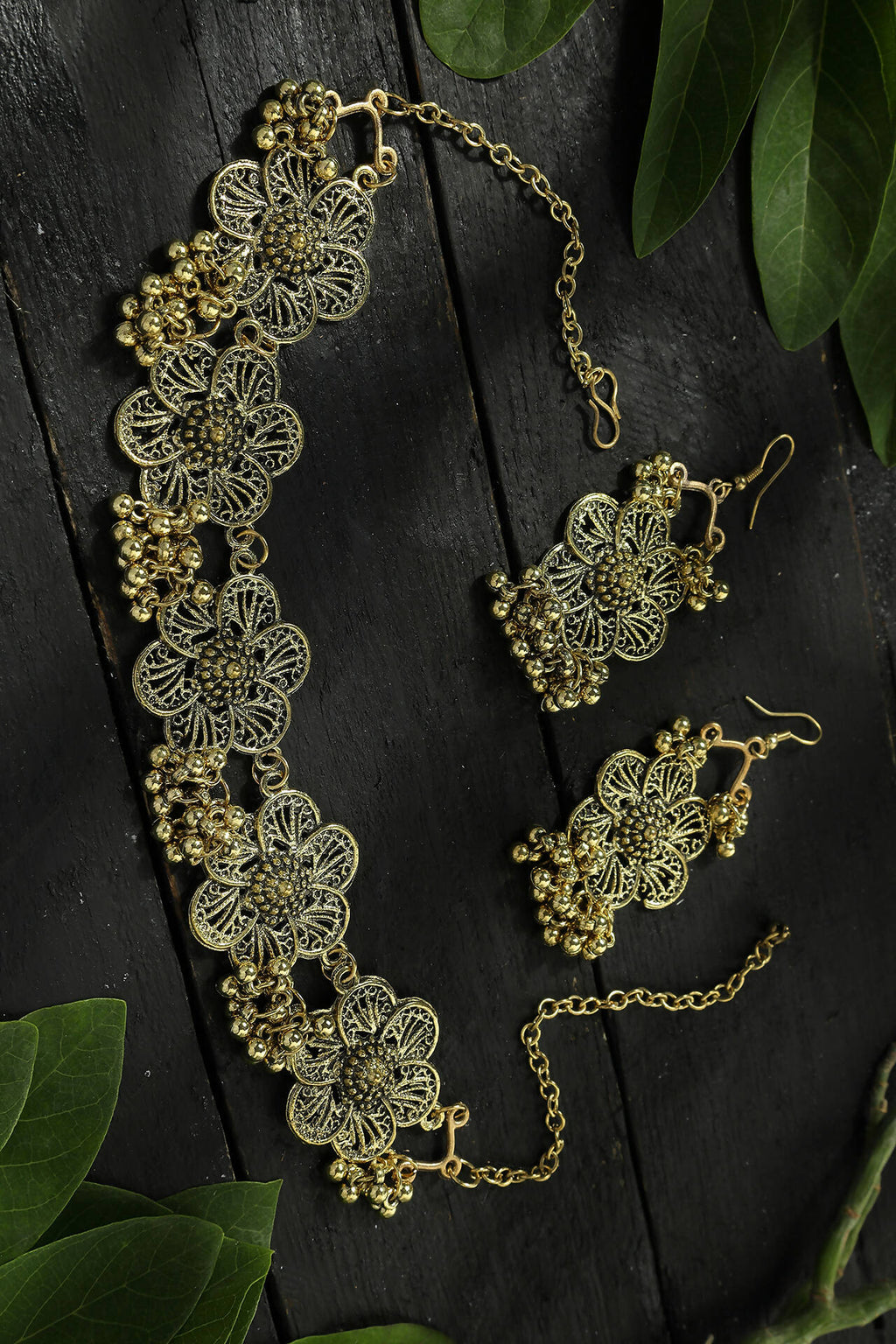 Mominos Fashion Johar Kamal Golden-Plated Brass Finish Floral Desgin Choker For Women - Distacart