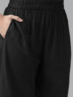 Yufta Women Black Floral Pure Cotton Kurta with Trouser & With Dupatta