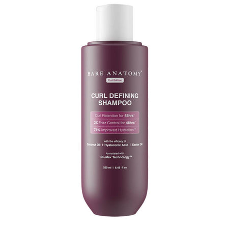 Bare Anatomy Curl Defining Shampoo with Hyaluronic, Coconut & Castor Oil | Curl Retention & 2X Frizz Protection For 48 Hrs