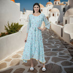 Souchii Blue Floral Chiffon Maxi Dress For Women – Souchii