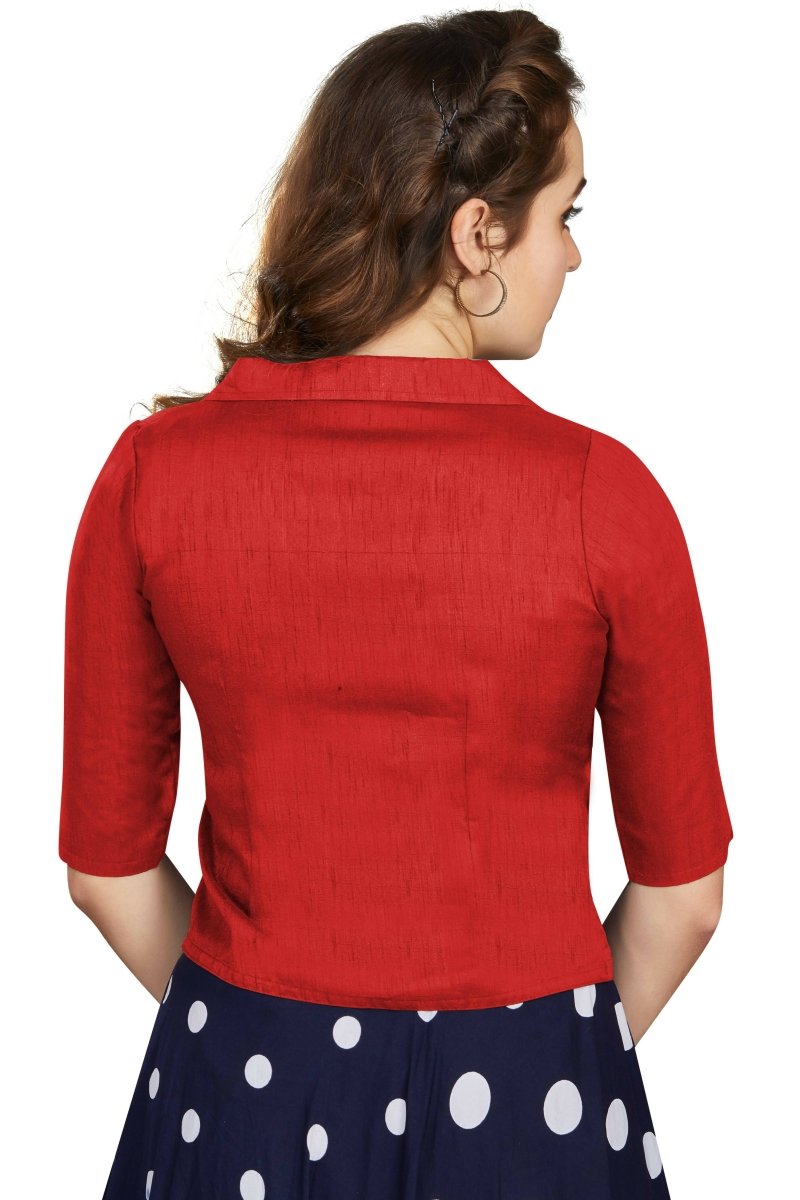 Aastha Fashion Women's Women's Red Art Silk Button Readymade Blouse