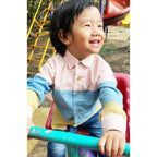 Mhyssa Blue and Yellow Color Blocked Shirt