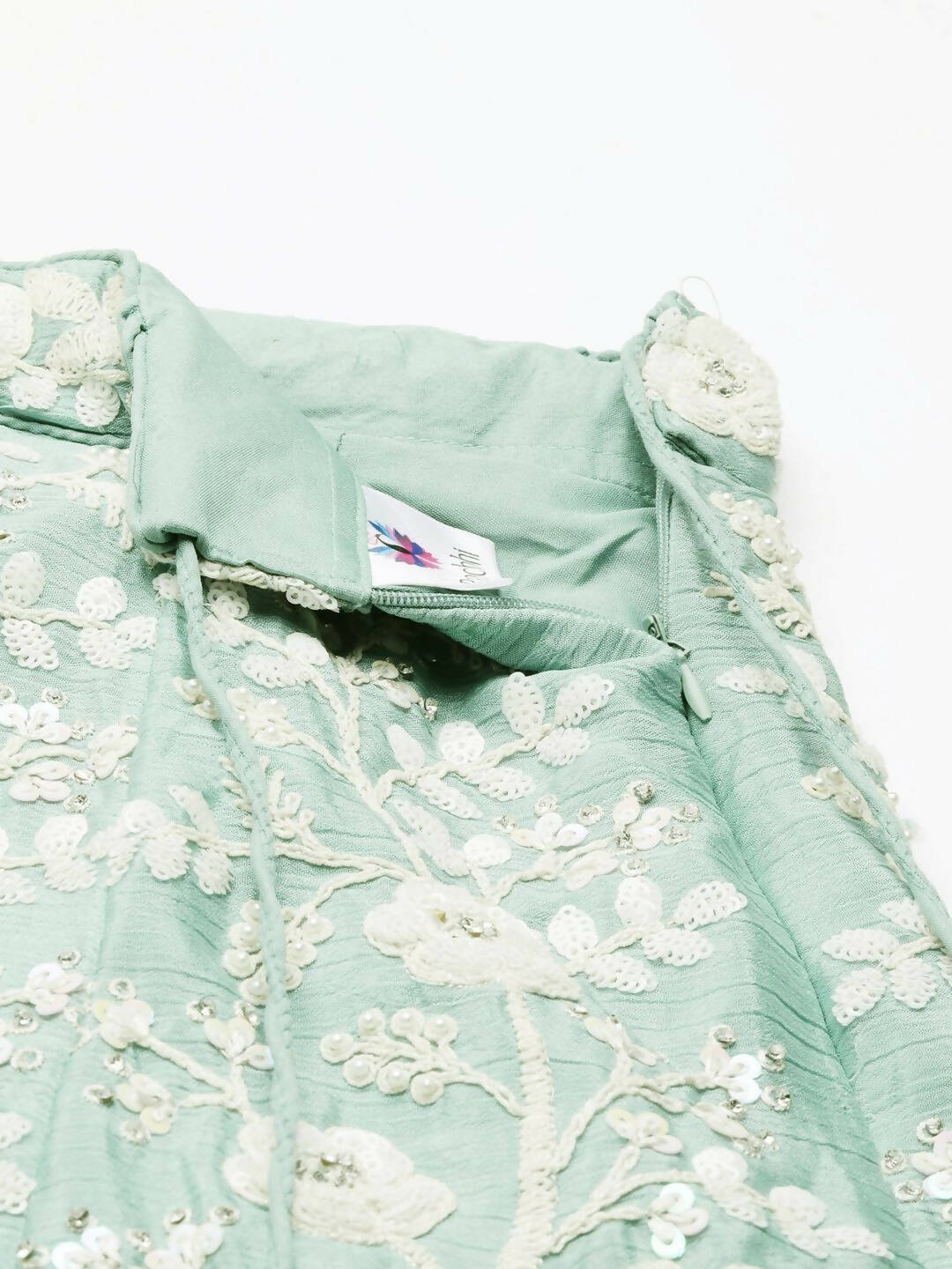 House of Panchhi Sea Green Chinon Sequins and Zarkan embroidery Lehenga choli & Dupatta