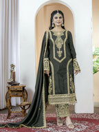 Teeya Creation Black Color Chinnon Silk Embroidery Work Fully Stitched Salwar Suit - Distacart
