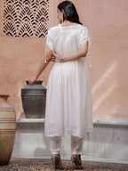 Sangria Floral Embroidered Thread Work Kurta with Trouser