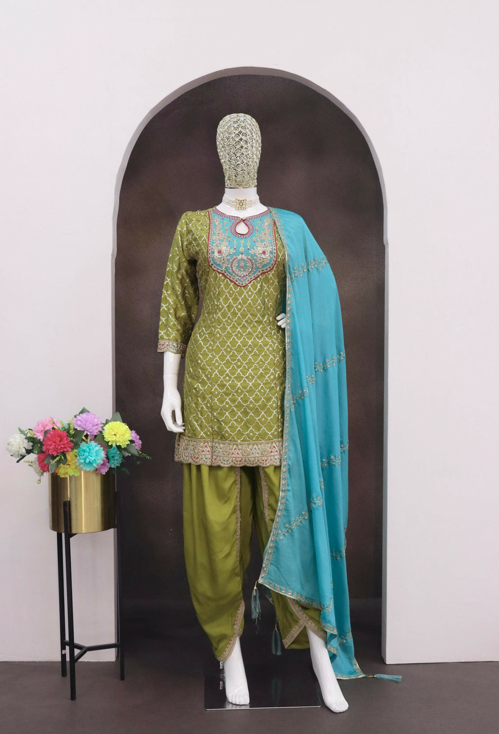 Anaita Green Embroidered Silk Stitched Dhoti Suit - Distacart